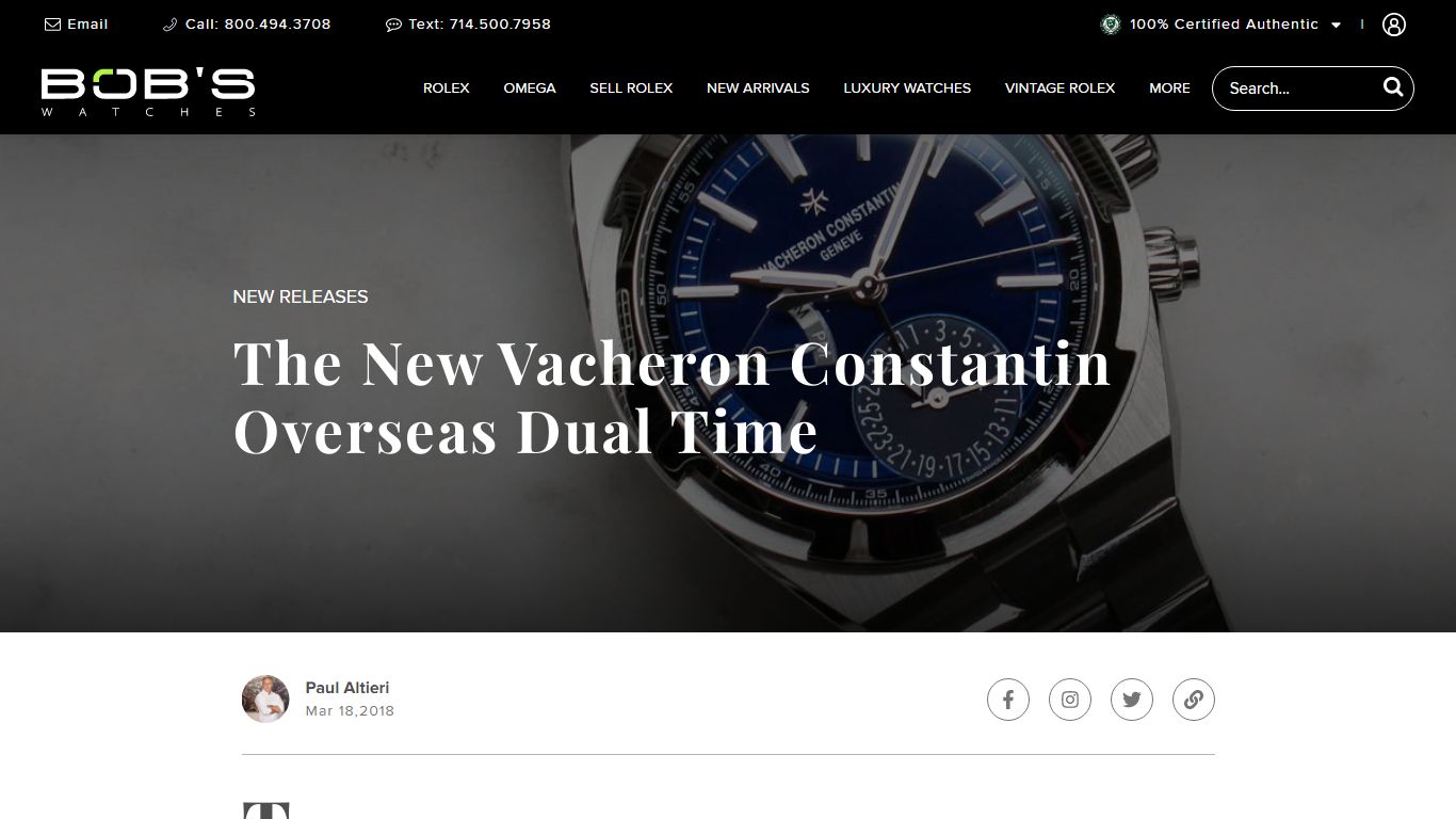 The New Vacheron Constantin Overseas Dual Time - Bob's Watches